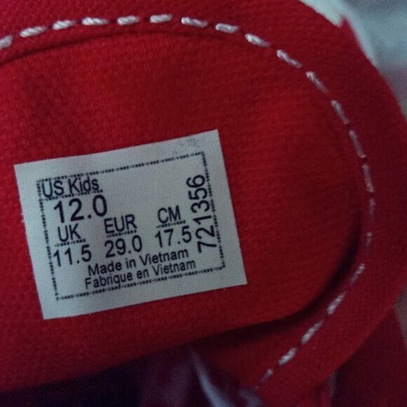 New Vans Old Skool Where's Waldo Red White Stripe Low Top Skate Sneaker Size 12K - Picture 9 of 13